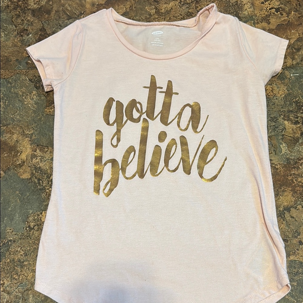 Old Navy Pink Shirt with Gold Print